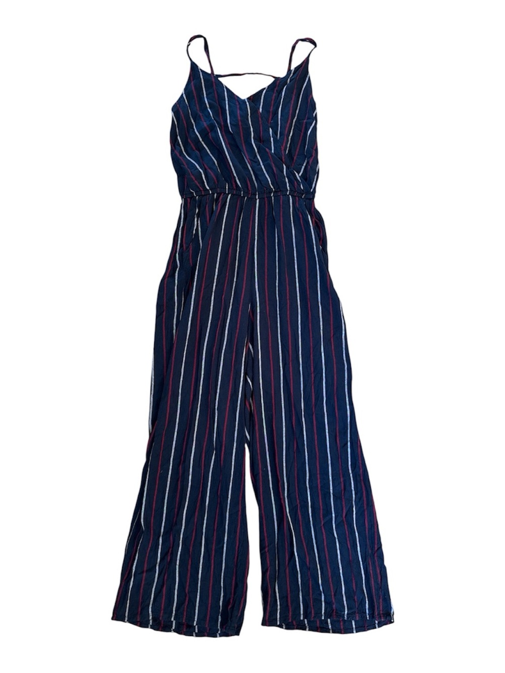 Striped Navy Wide-Leg Jumpsuit